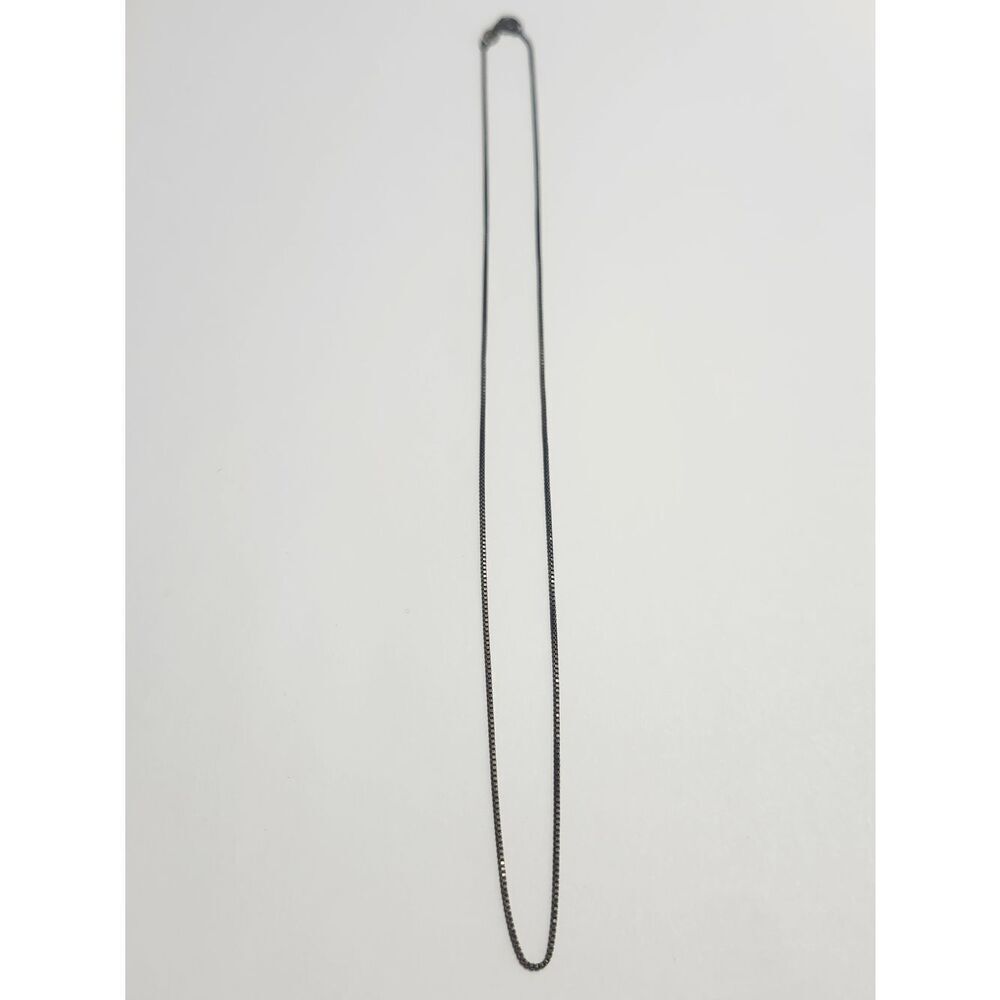 Sterling Silver Box Chain Necklace 18" Length Oxidized